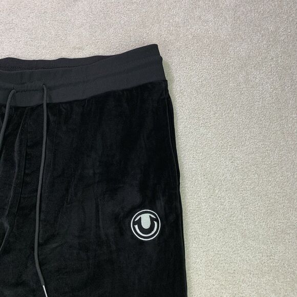 True Religion Black Velour Jogger Pants XL Drawstring Waist - Picture 3 of 14